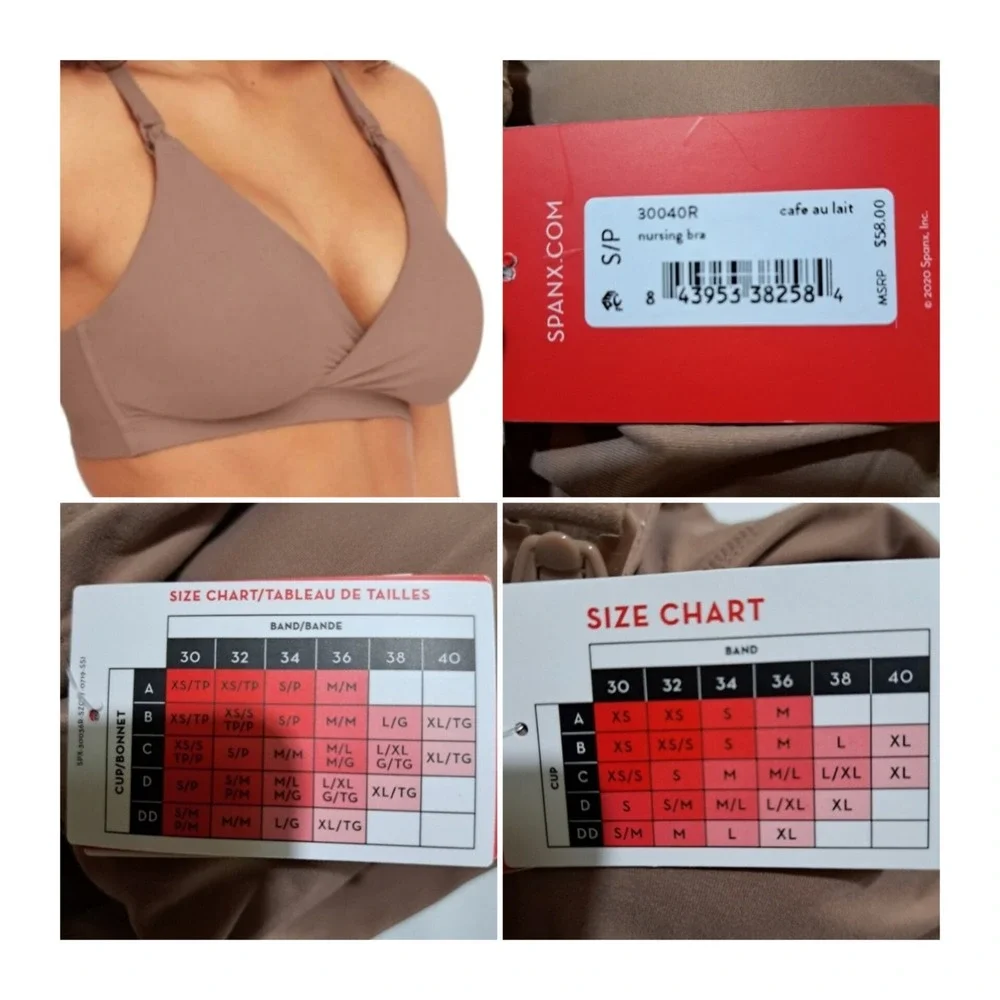 SPANX Women's Bra-Llelujah Mama Nursing Bra Size S Cafe au lait Removable Pads